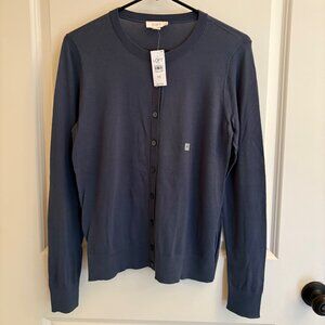 NWT Loft Button Down Cardigan Blue 100% Cotton Size Medium